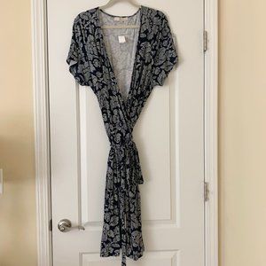 Loft Size 26 Blue and White Wrap Dress